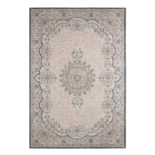 Tapis intérieur motif baroque rose, rouge et bleu MELGY