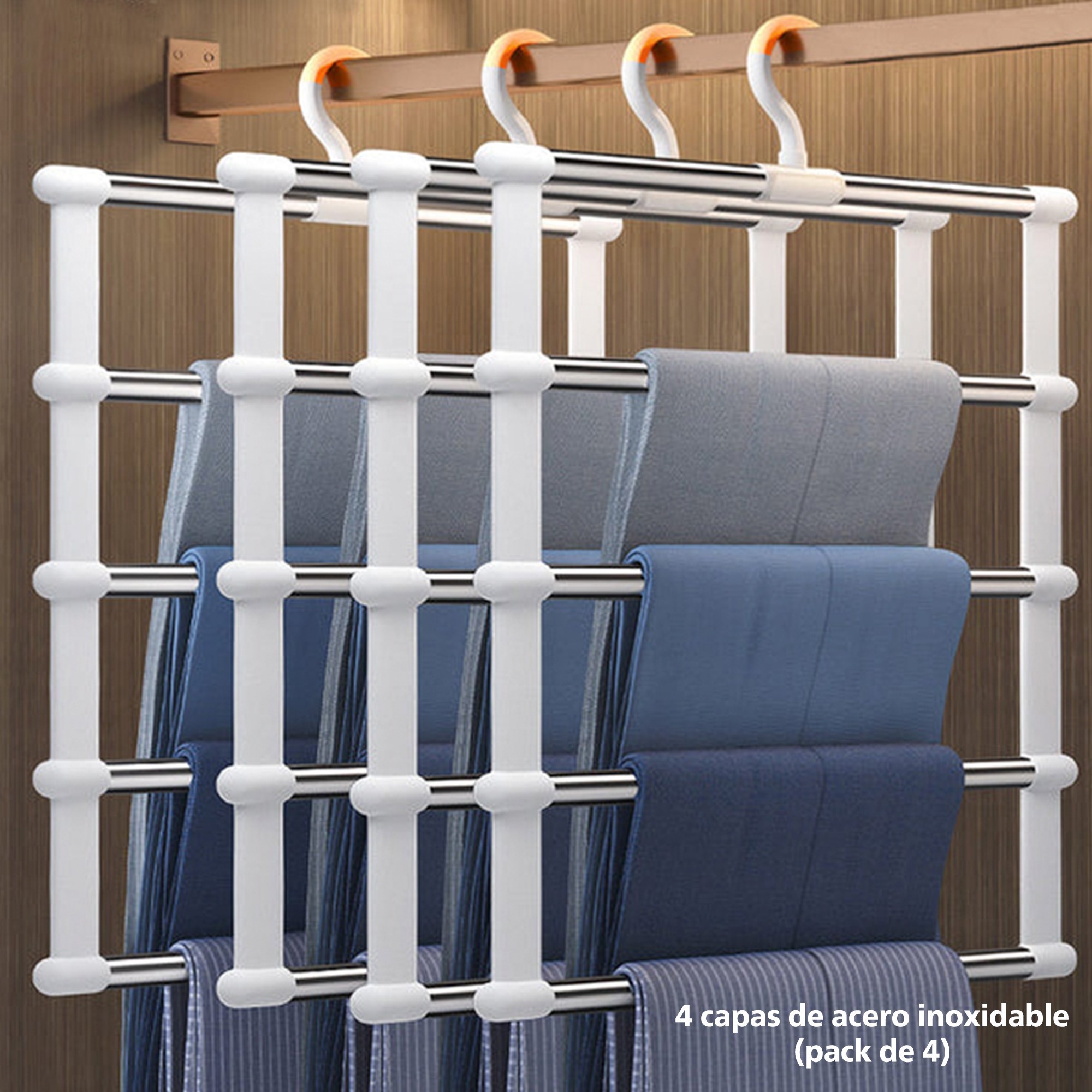 Percha para pantalones con 4 colgadores