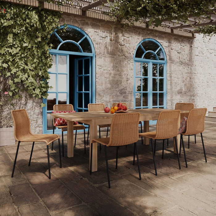 Table et chaises de jardin 8 personnes en bois et résine - Sirivara