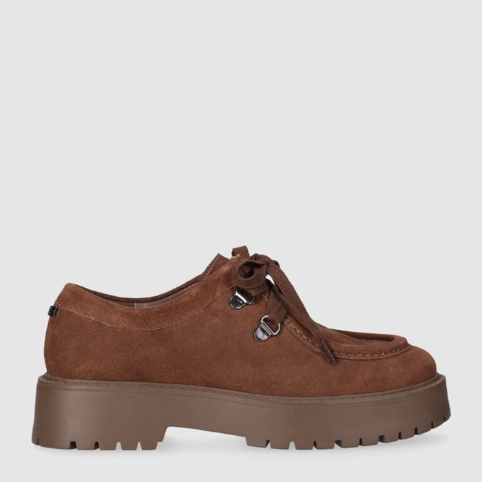 Zapatos de Serraje - Taupe - Tacón: Bajo