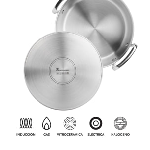 Juego de 3 cacerolas con tapas ø20ø24ø28cm en acero inoxidable y 3 utensilios de cocina masterpro