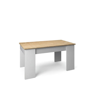Mesa de centro elevable en blanco artik y roble canadian Norak Blanco Artik (Blanco Mate) - Roble Canadian