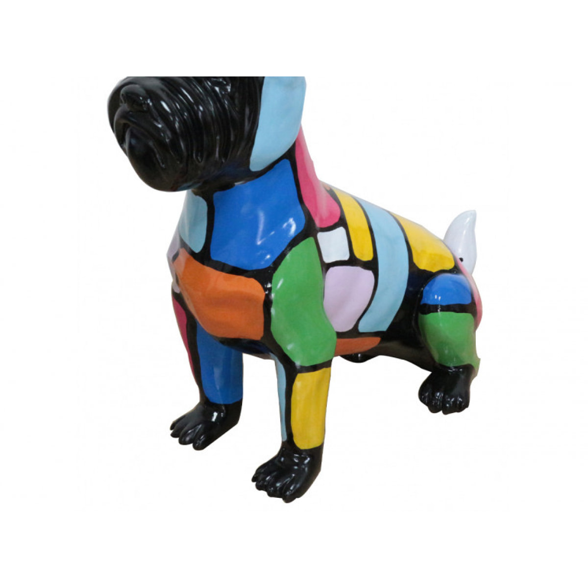 Statue chien scottish terrier patchwork multicolore H46cm - STREETY