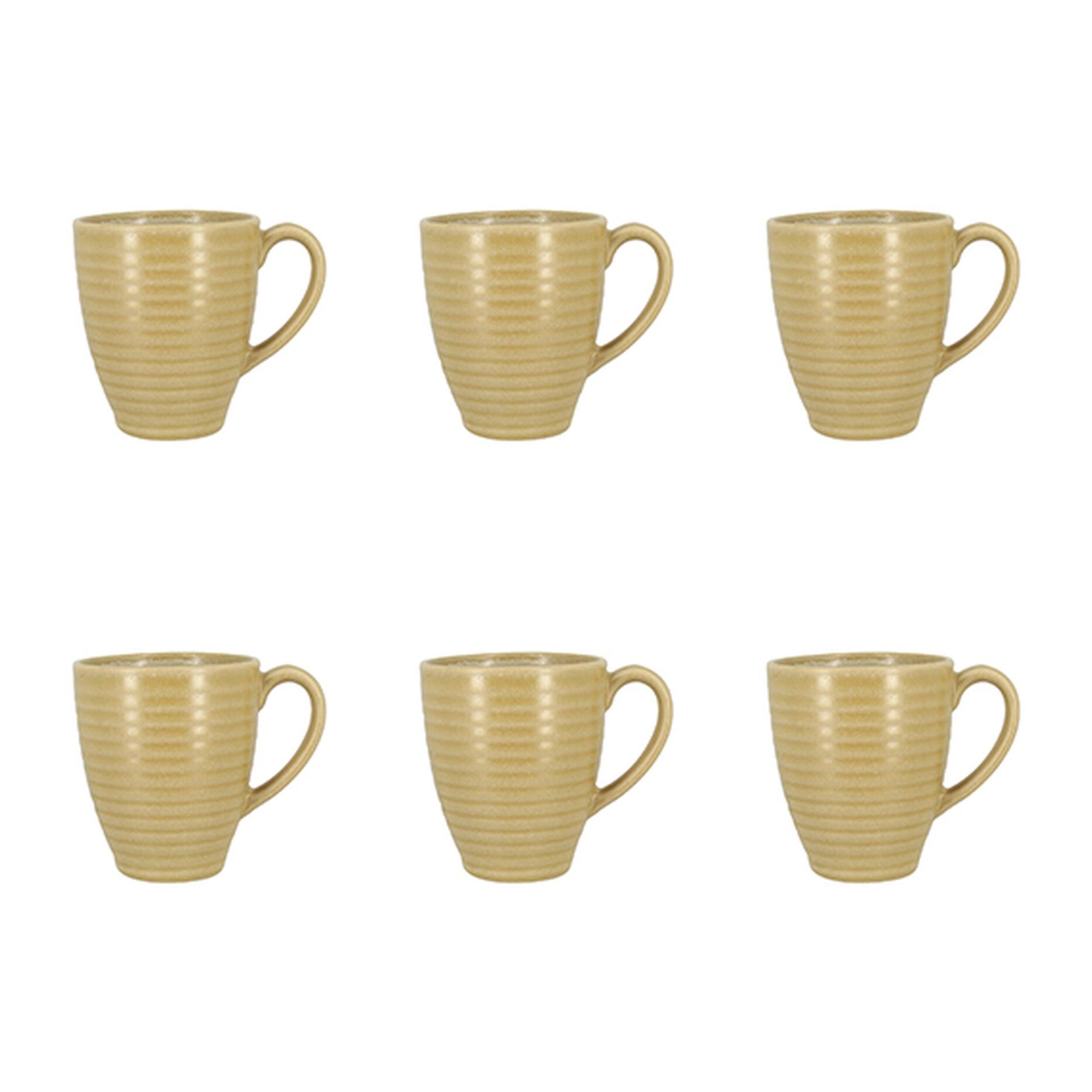 Lot de 6 mugs 40cl en grès jaune TURBOLINO