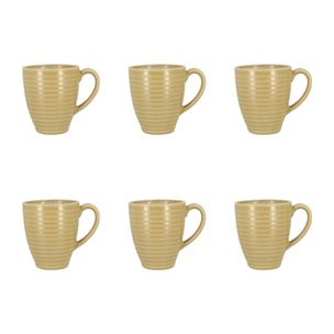 Lot de 6 mugs 40cl en grès jaune TURBOLINO