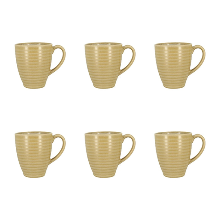Lot de 6 mugs 40cl en grès jaune TURBOLINO