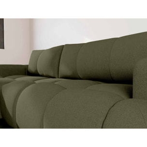 Yulin - Canapé d'angle gauche 4 places convertible avec coffre en tissu bouclette - Vert