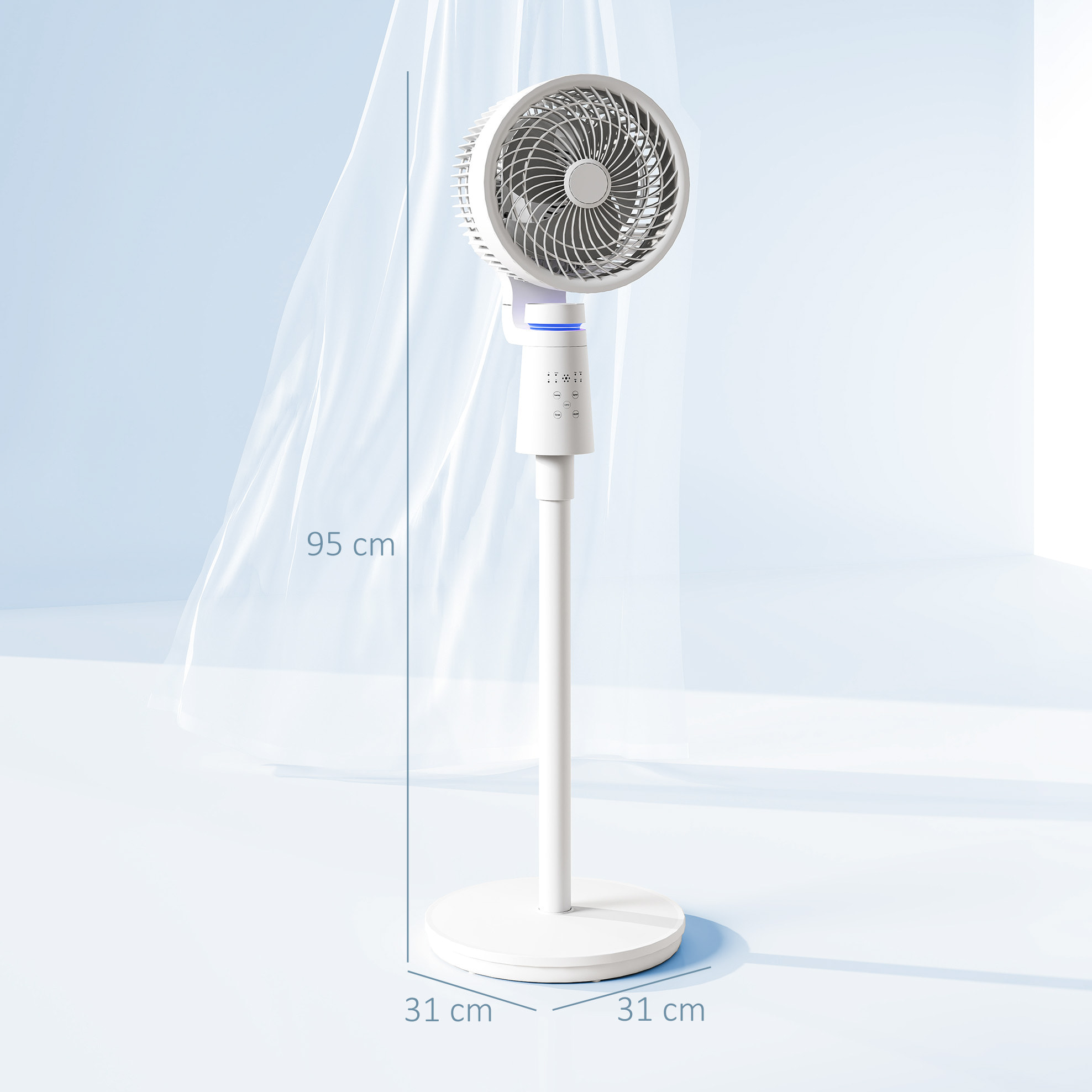 Ventilateur sur pied oscillant 40W 3 vitesses timer 7H télécommande blanc