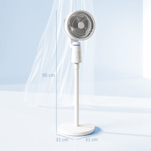 Ventilateur sur pied oscillant 40W 3 vitesses timer 7H télécommande blanc