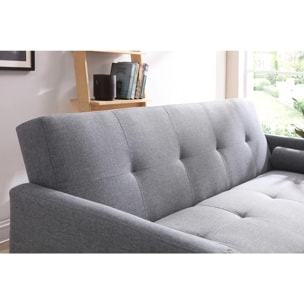 Canapé convertible 3 places en tissu gris VANSO