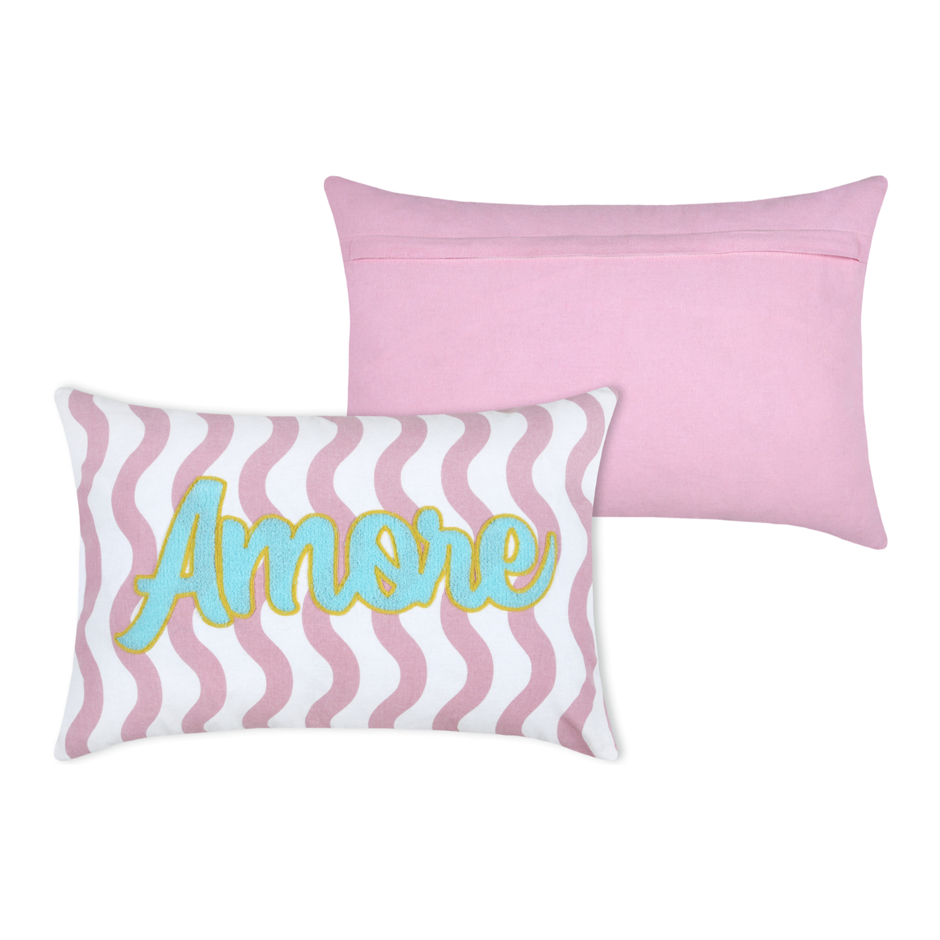 Coussin polycoton AMORE - Rose