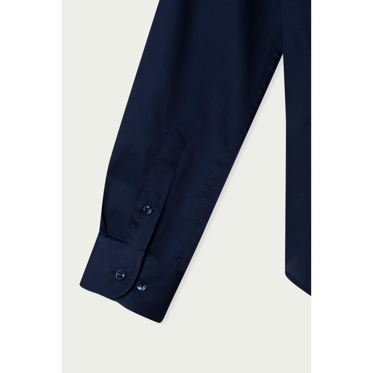 Camicia Uomo 1 Bottone Francese Slim Satin Unito Blu