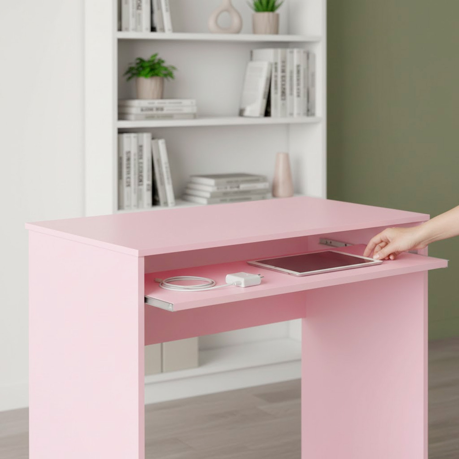 Scrivania Per Cameretta Postazione Desk PC Studio Ufficio Design Moderno Piano Scorrevole Piedini ABS Per Studio Compiti E Lavoro 90 x 54 x 79 Cm Rosa