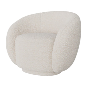 Fauteuil Naya en tissu bouclé blanc