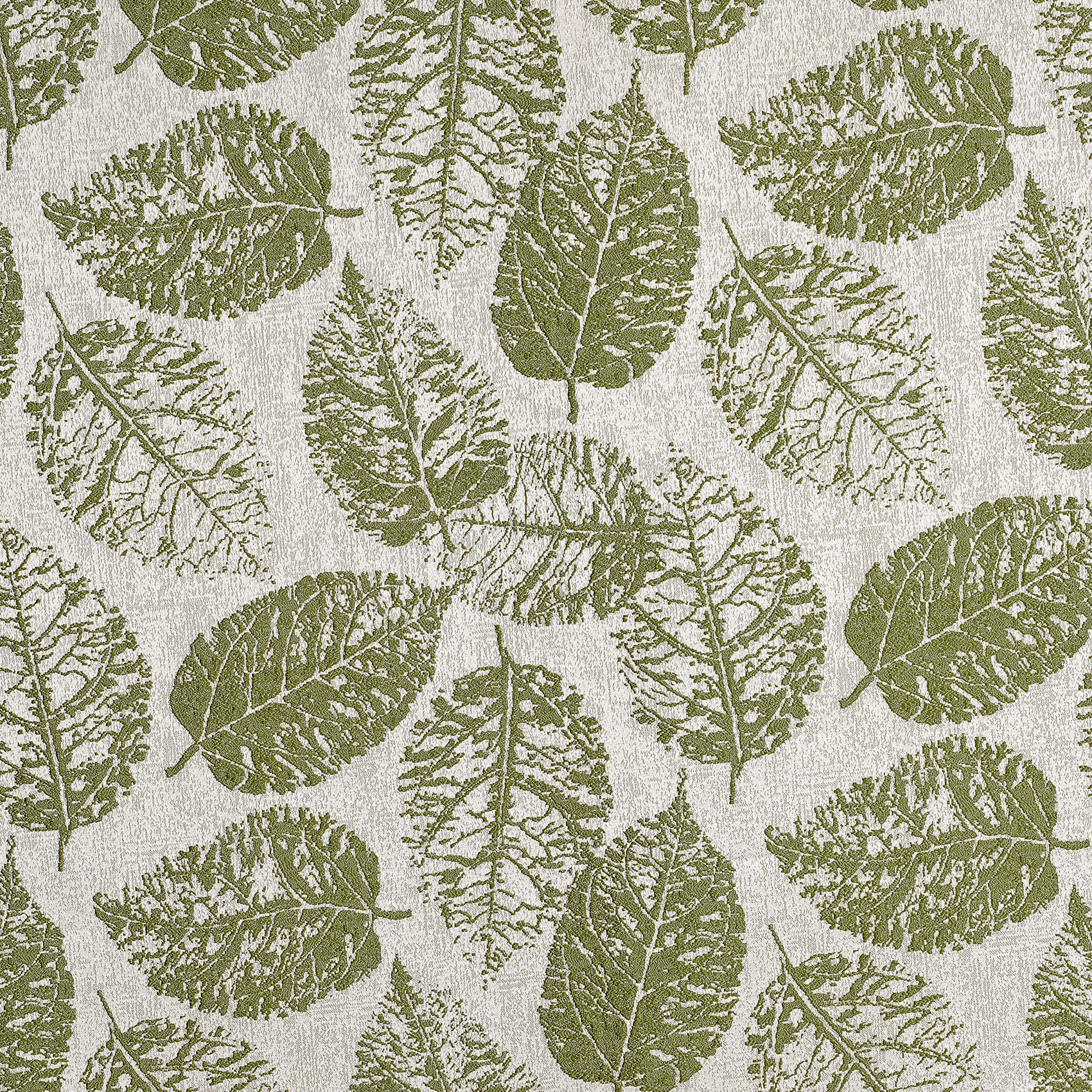 Rideau à Oeillets Motif Feuillage avec Relief - Vert Olive