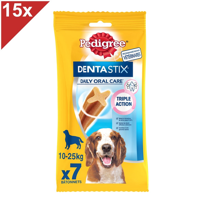 PEDIGREE Dentastix Friandises à mâcher moyen chien 105 sticks dentaires (15x7)