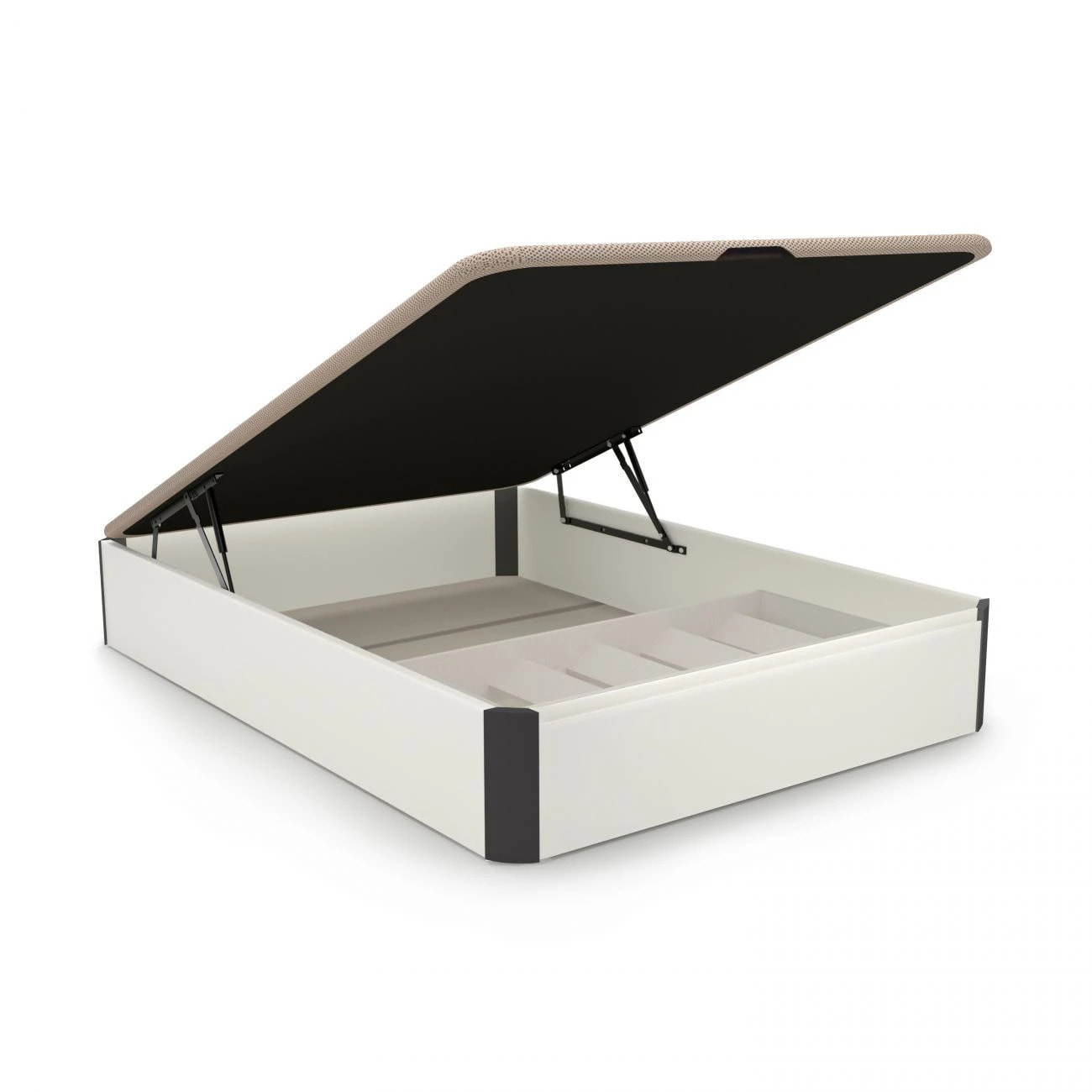 Canapé con zapatero 135x190 cm en blanco y grafito Luxury Plus 3D Blanco - Grafito