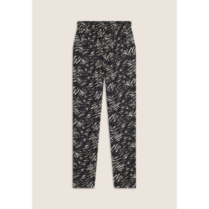 Pantaloni regular fit in viscosa animalier con gamba dritta