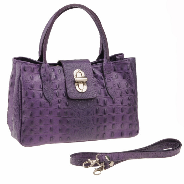 Borse Donna colore Viola-in pelle Made in Italy 17x26x12 cmcm