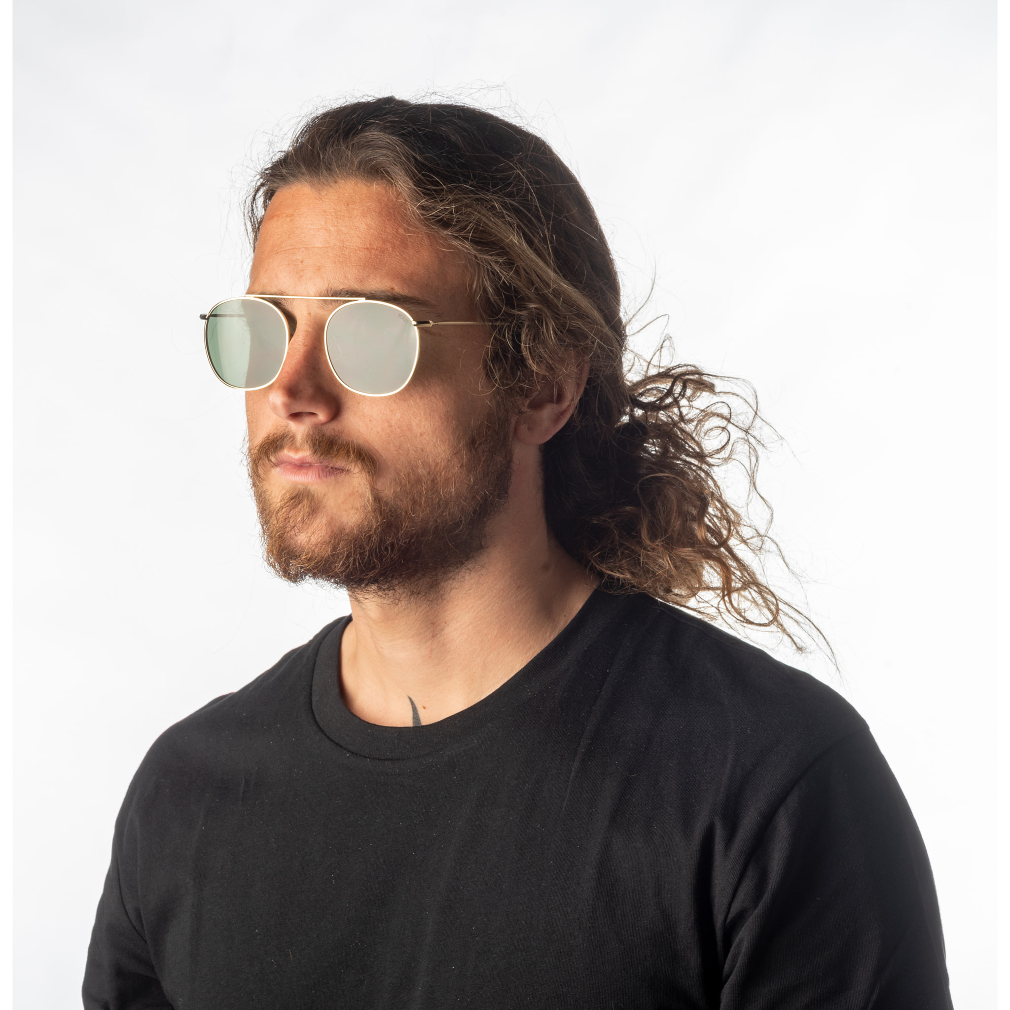 Gafas de sol PALO ALTO ATLANTA - Metal dorado / Plana verde