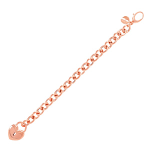 Bracciale Catena Rolo con Ciondolo Lucchetto a Cuore