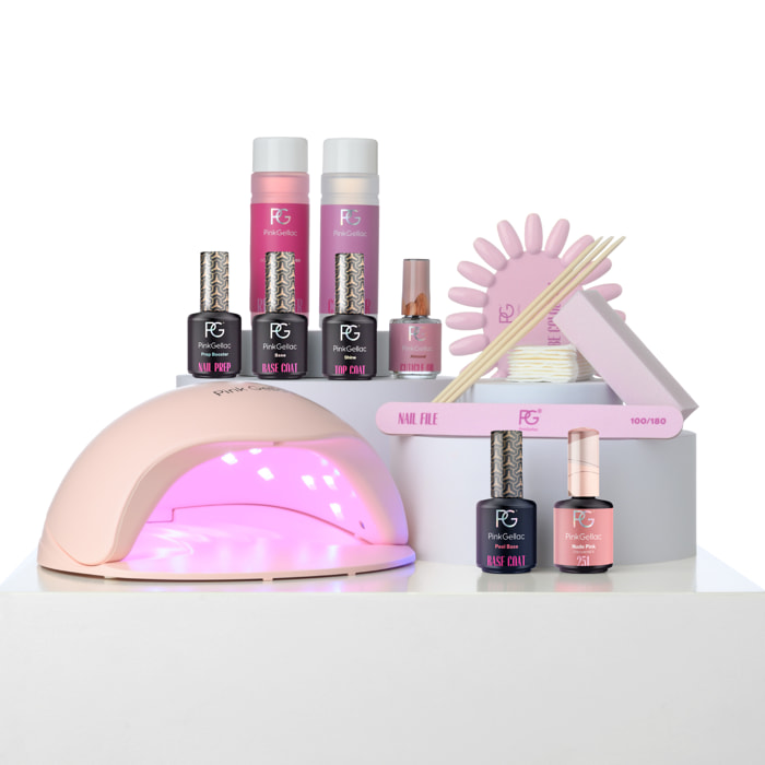 Kit de manucure avec lampe UV LED rose