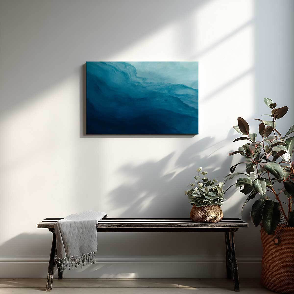 Tableau abstrait vagues bleues Toile imprimée