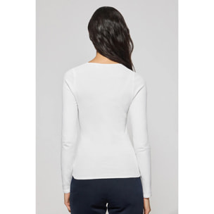 Camiseta blanca Penelope con detalle de botón nacarado Polo Club