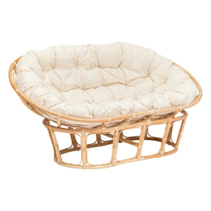 Banquette "Seram" mamasan 2 places rotin blanc