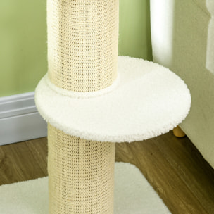 Árbol Rascador para Gatos Altura 91 cm Árbol para Gatos Torre para Gatos de 3 Niveles con Nido Plataforma y Poste de Sisal 45x45x91 cm Crema