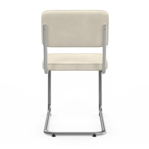 Chaises Naya en velours crème et pied métal - lot de 4