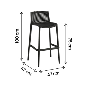 Lot de 2 chaises hautes empilables en plastique "Néora" - Noir