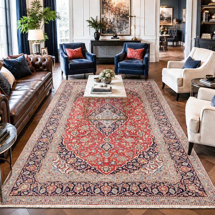 Tapis d'orient au motif oriental, noué main en laine, ARENI