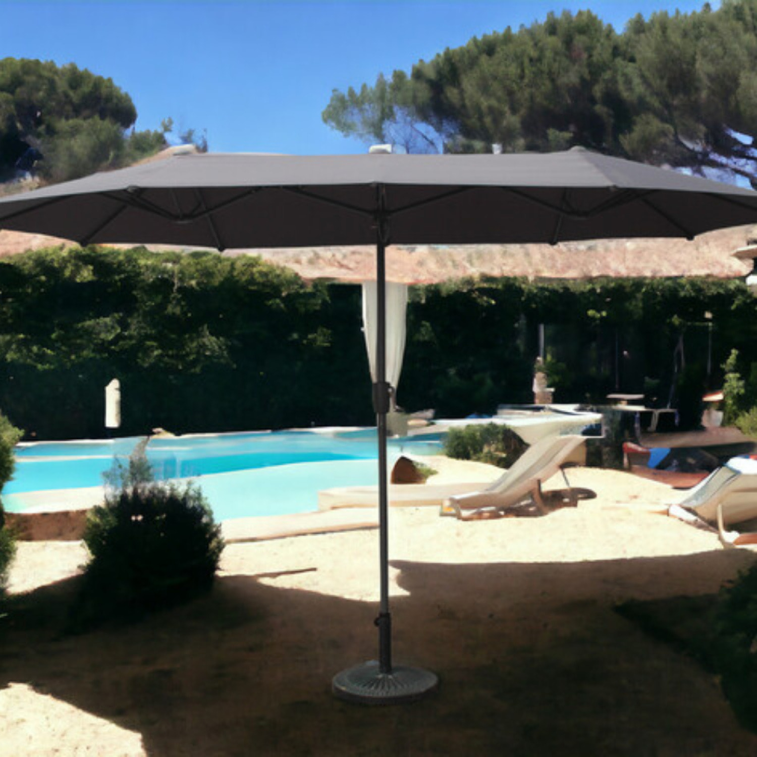 Parasol double 2x4m gris - AMIR