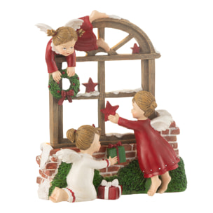 J-Line figurine Anges Fenêtres - polyrésine - mix - LED