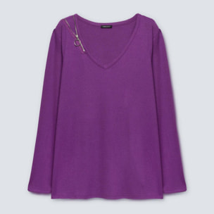 Fiorella Rubino - Camiseta de punto con cremallera lateral - Violeta