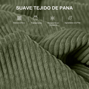 Sofá de 3 Plazas Sofá de Salón 212x80x88 cm Tapizado en Pana con 2 Almohadas Reposabrazos y Cojín de Muelles Diseño Moderno para Sala de Estar Dormitorio Verde