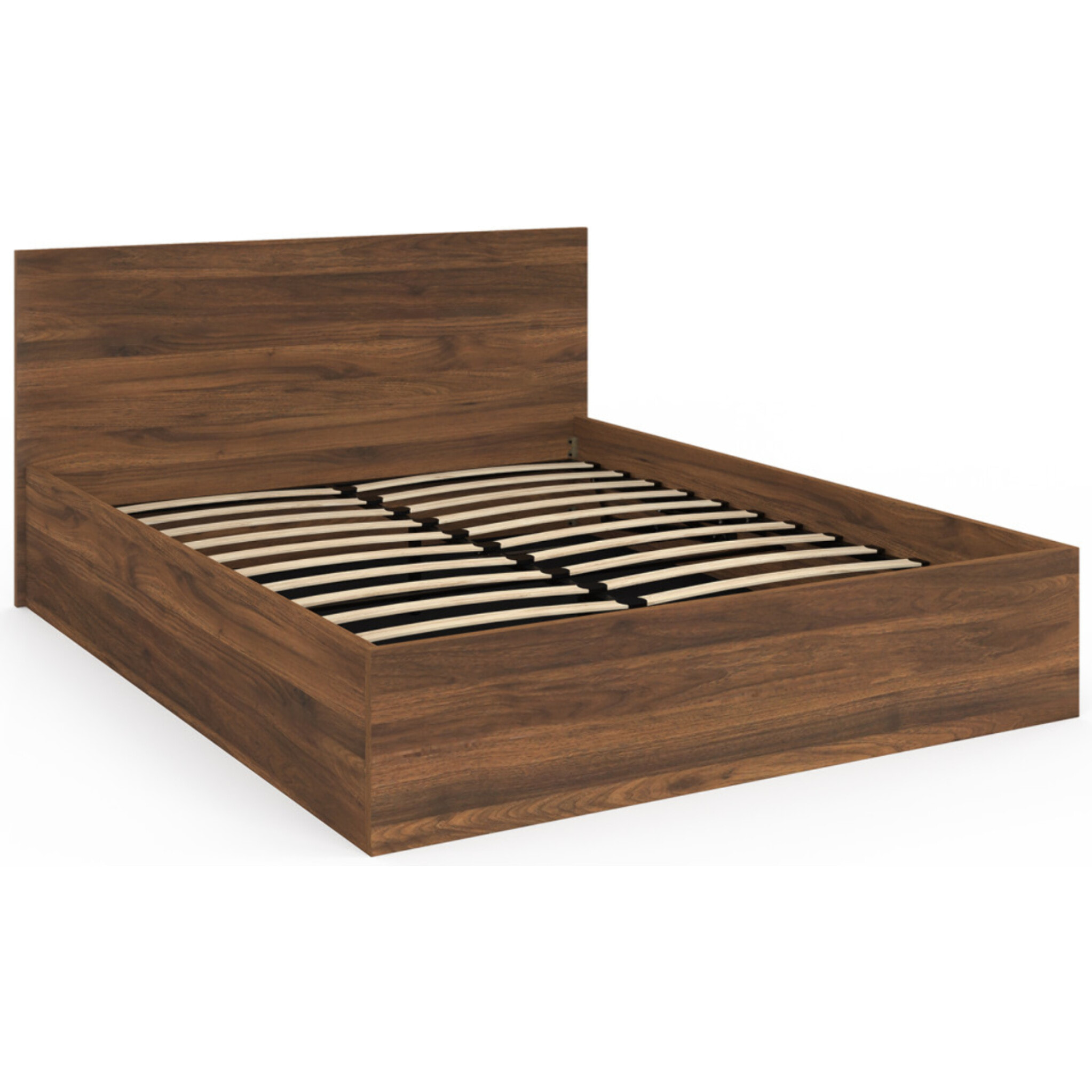 Lit coffre Sicilia 160x200cm effet bois noyer