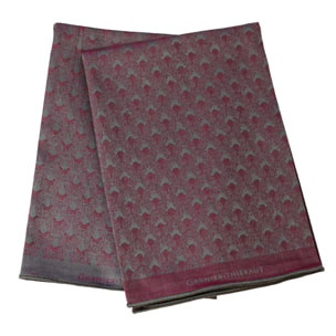 Lot de 2 mouchoirs pur coton motif jacquard bordeaux Paon prune