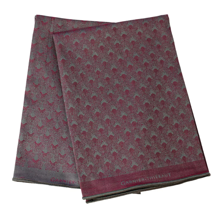 Lot de 2 mouchoirs pur coton motif jacquard bordeaux Paon prune