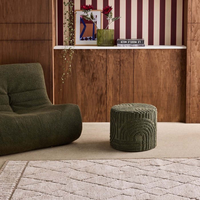 Pouf rond bouclette tuftée NUBA