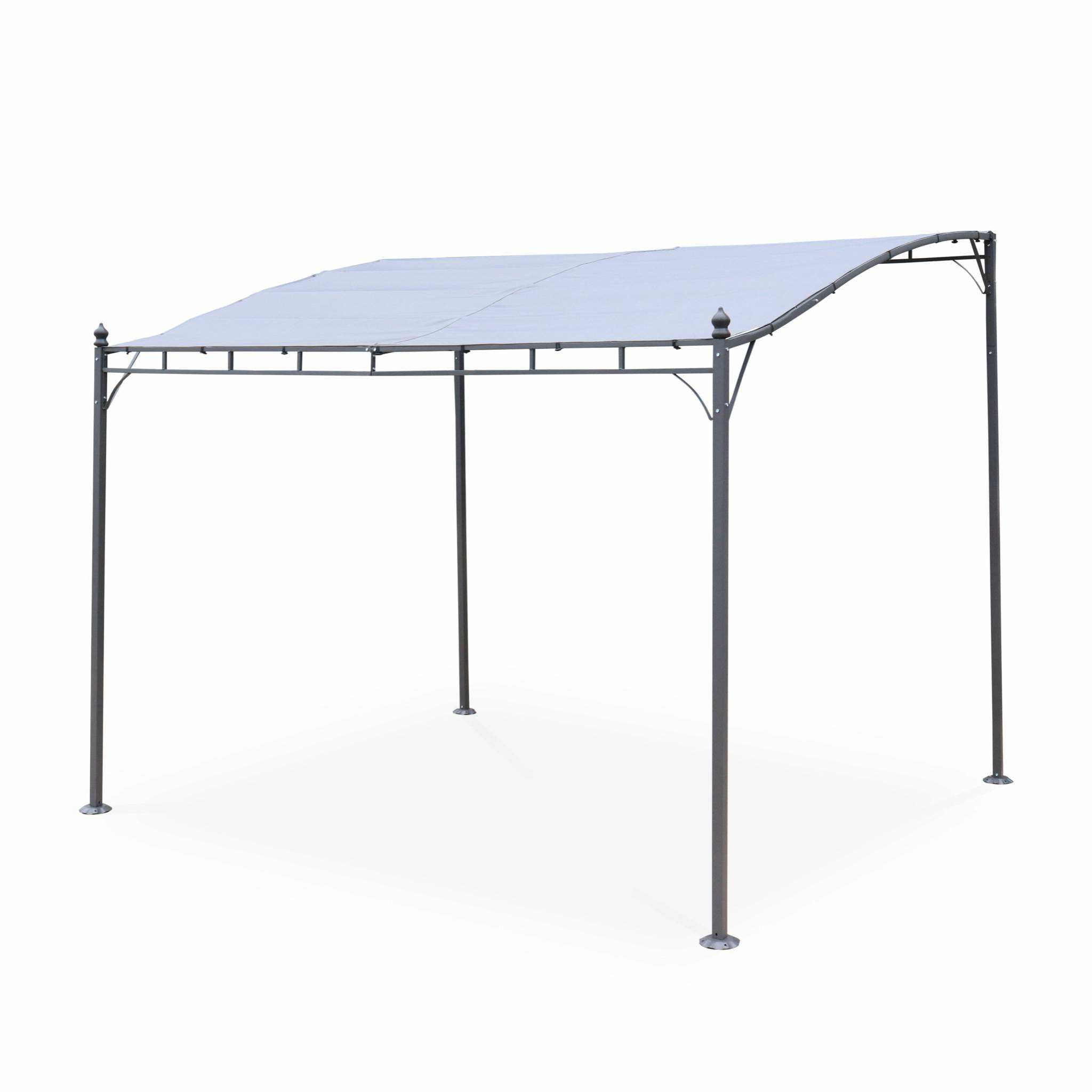 Pergola adossée 3x2.5m - Brestum -  Toile grise - Pergola murale