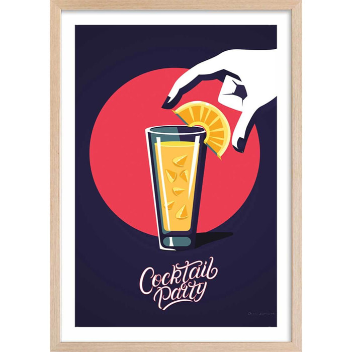 Affiche cuisine Cocktail party Affiche + cadre en bois - Chêne