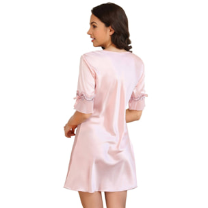 Ropa de dormir casual con bordado de seda rosa