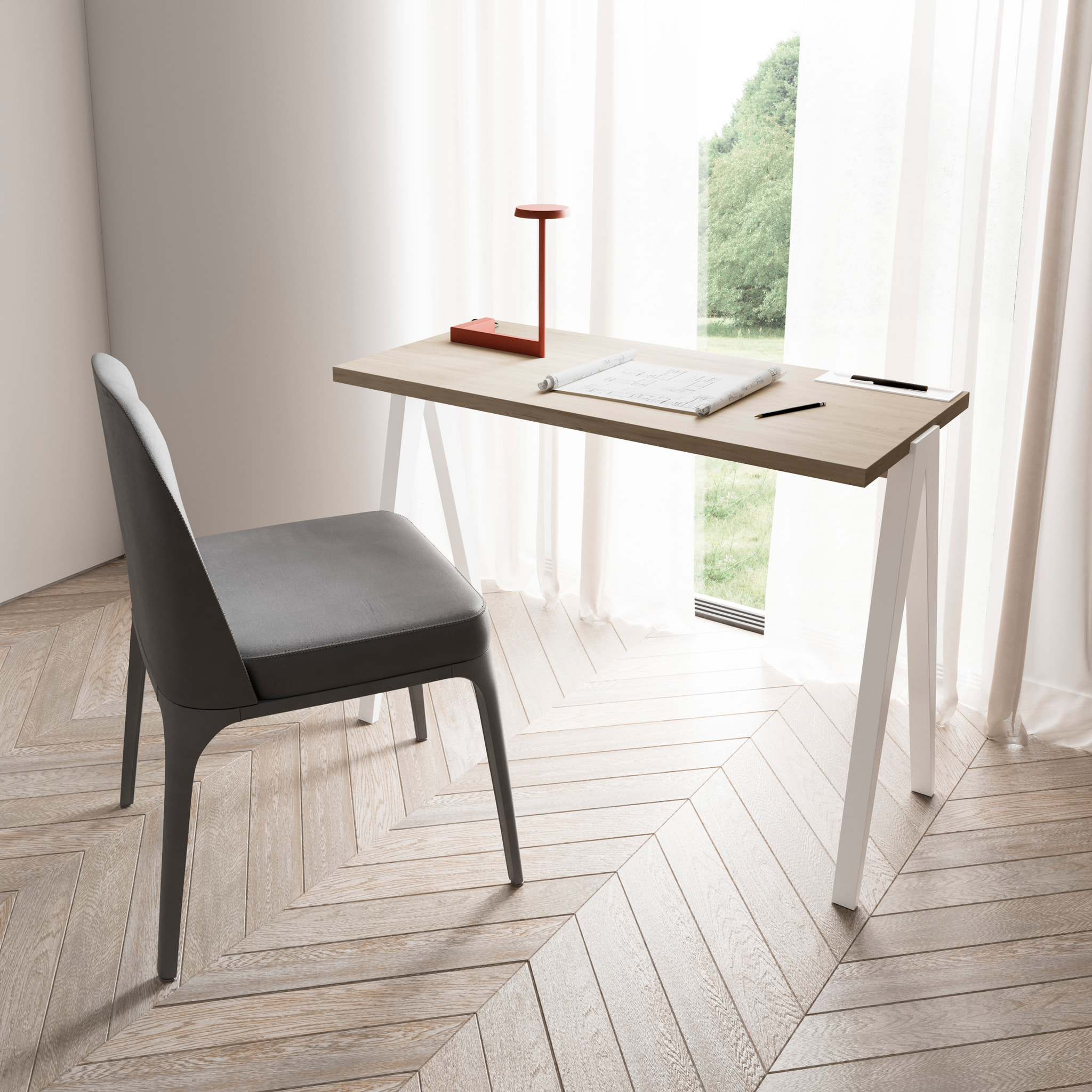 Escritorio Colmar roble y blanco 78x107x49 cm