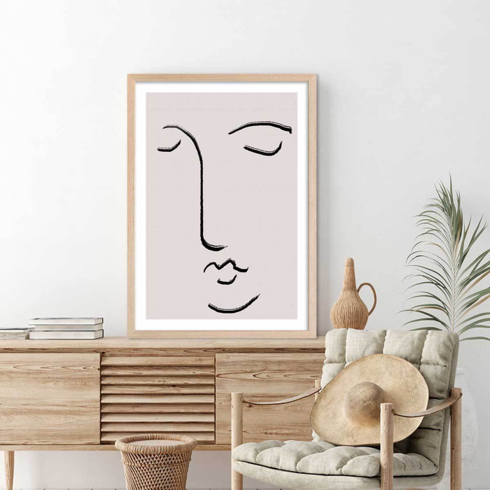 Affiche Simple Ligne No1 Affiche + cadre en bois - Chêne