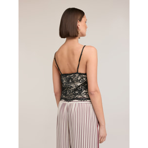 Motivi - Top in pizzo con spalline sottili - Nero
