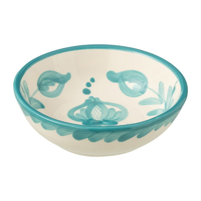 J-Line bol Granada Low - céramique - blanc/aqua - small - Ø 14 cm
