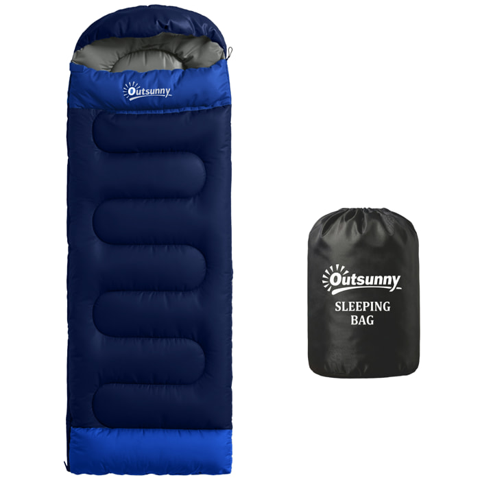 Saco de Dormir Adulto, Ligero y Compacto, para 3 Estaciones, Impermeable, Saco de Dormir Rectangular Plegable Portátil, Tamaño Pequeño, para Acampar, Senderismo, Viaje al Aire Libre, Azul