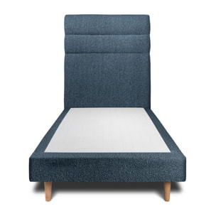 Lit avec tête de lit bandes horizontales bouclette et sommier tapissier Ep14